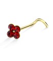 Rhinestone Set Flower Shaped Silver Curved Nose Stud NSKB-74